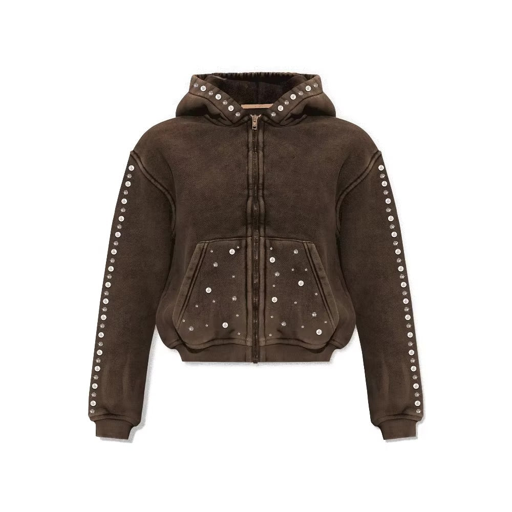 Velvet Stud Full-Zip Hoodie